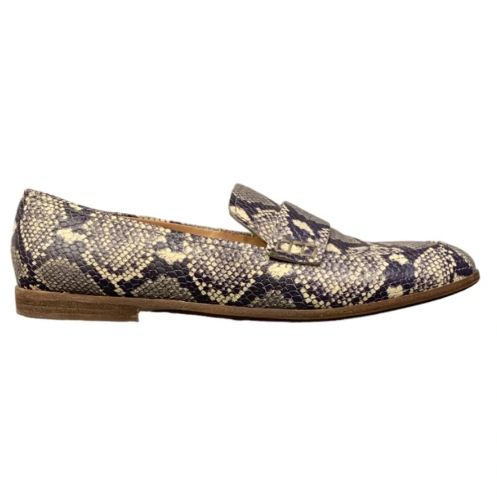 Madewell The Alex Snake Embossed Leather Loafer Black White 9.5 Business Office